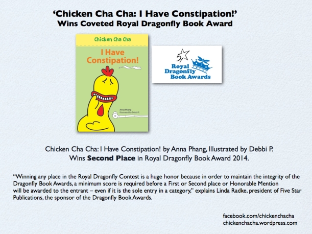 Chicken Cha Cha children picture book I have constipation royal dragonfly awards 2